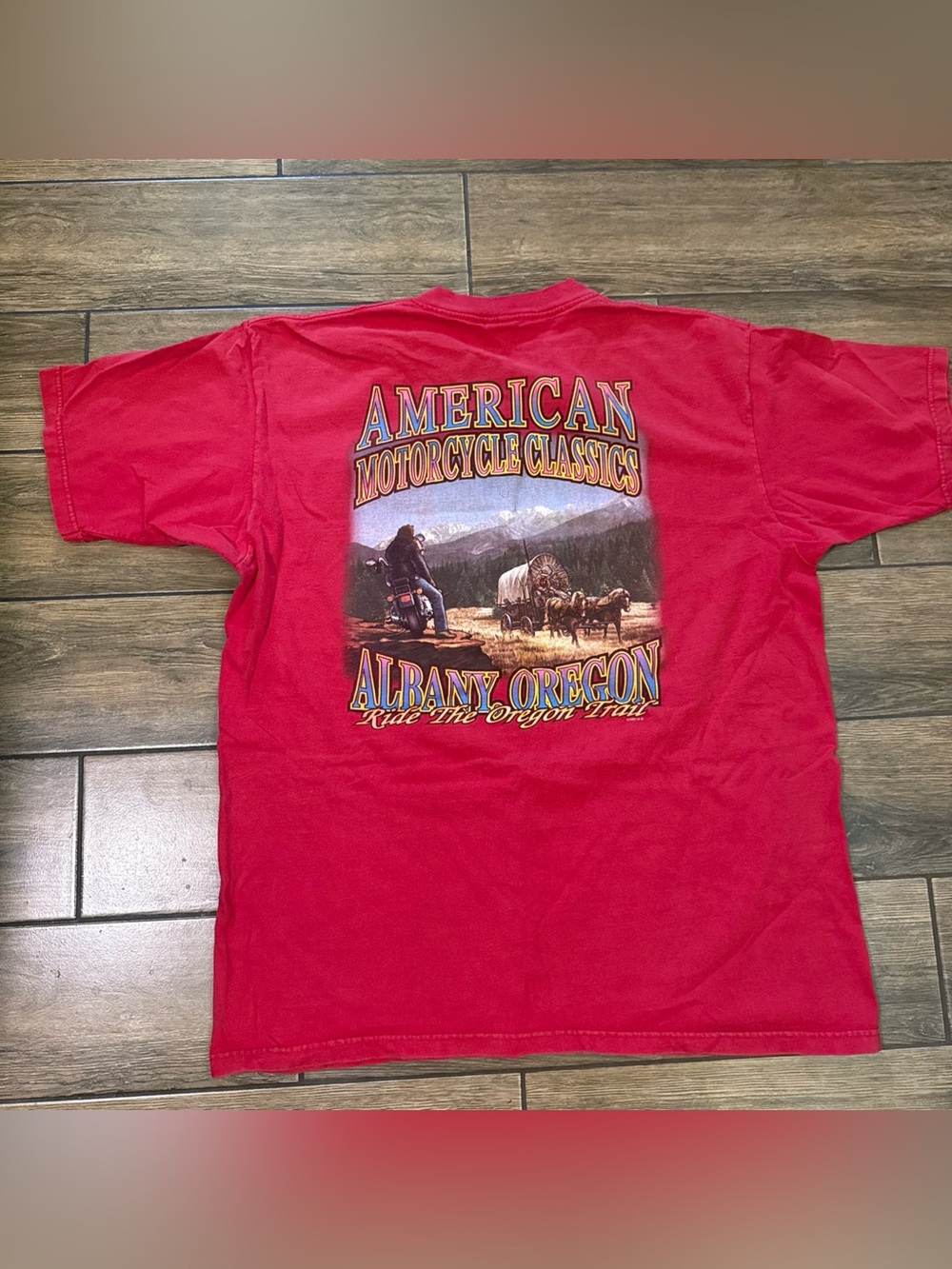 Harley-Davidson Mens Genuine T-Shirt Tee XL Red Albany Oregon Motorcycle USA VTG